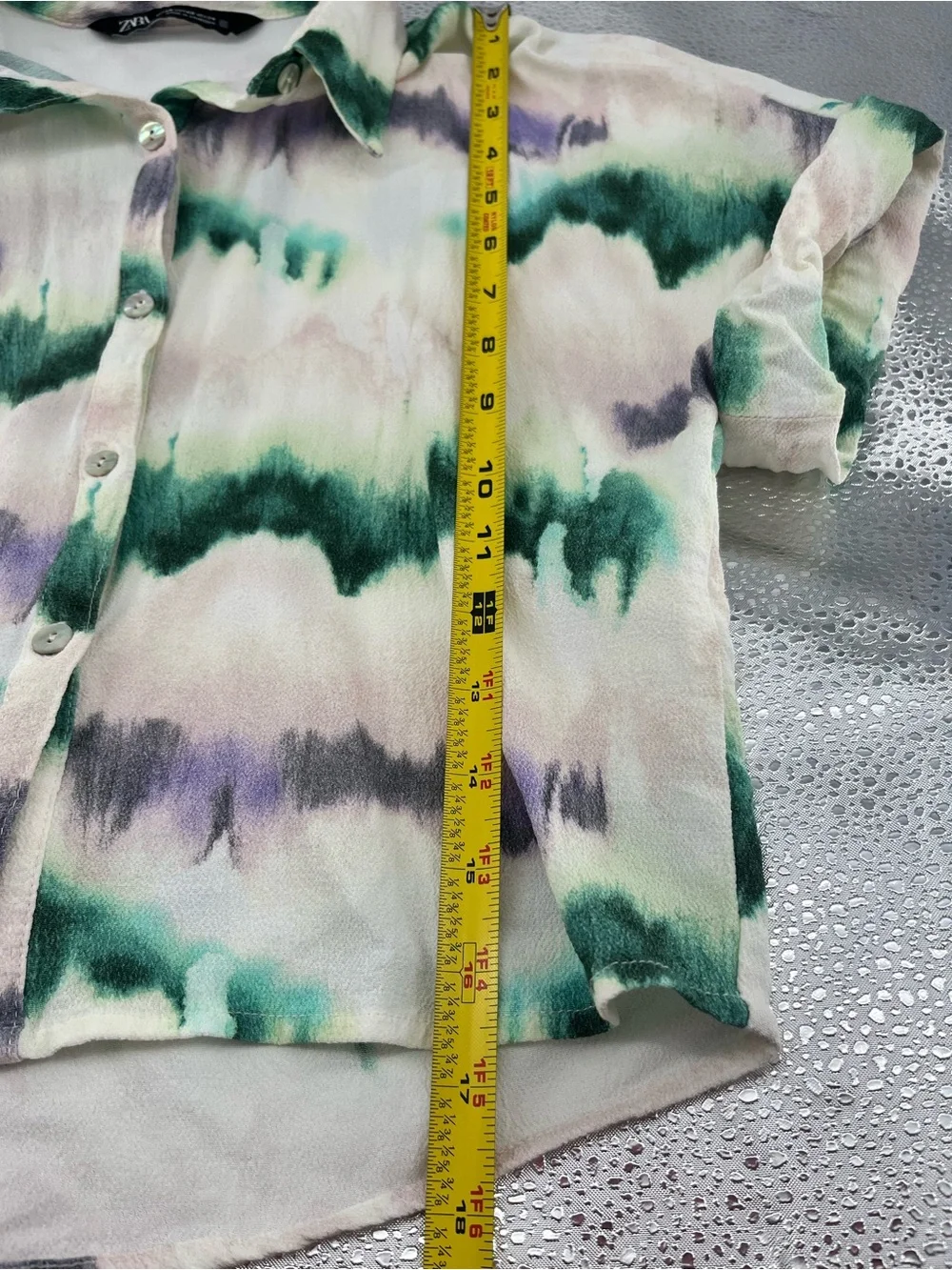 Zara Tie-Dye Matching Set Button-Down Shirt Breathable Elastic Waist Shorts XS